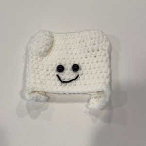 Adorable White Crochet "Tooth" Baby hat